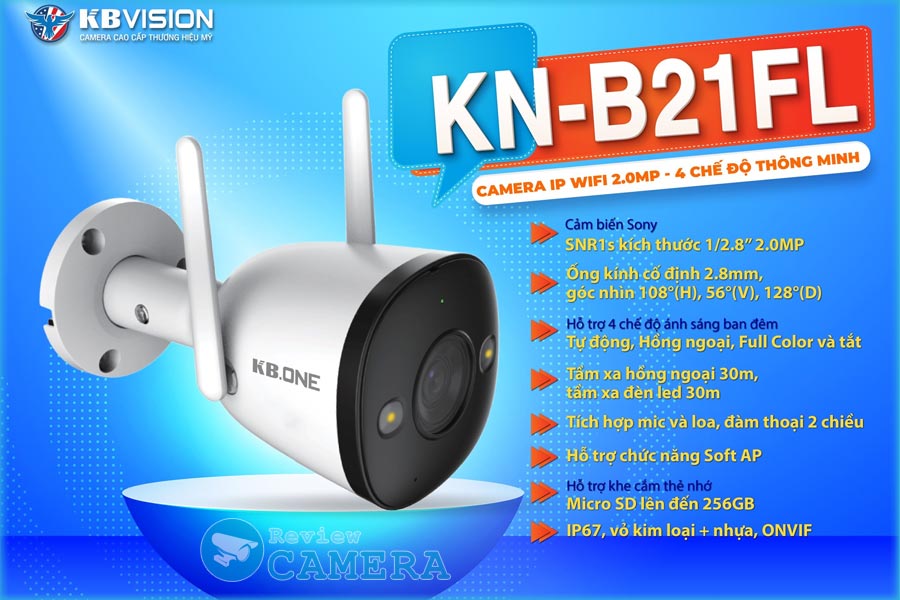 Review Camera Wifi KBONE KN-B21FL - Cảnh báo chủ động bằng đèn và còi hú âm lượng lớn